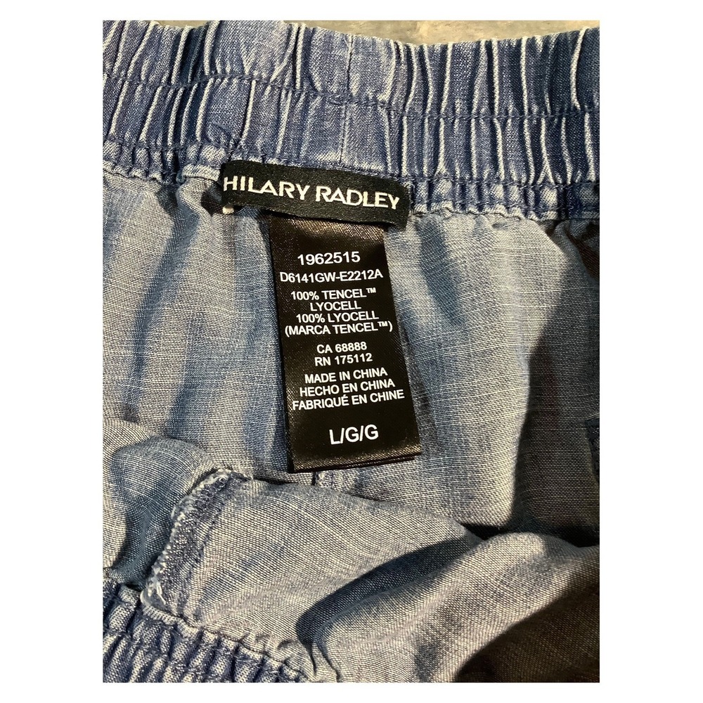 Hilary Radley Women's‎ Large Blue Tencel Lyocell Shorts 4" Inseam Elastic Waist - Picture 4 of 5